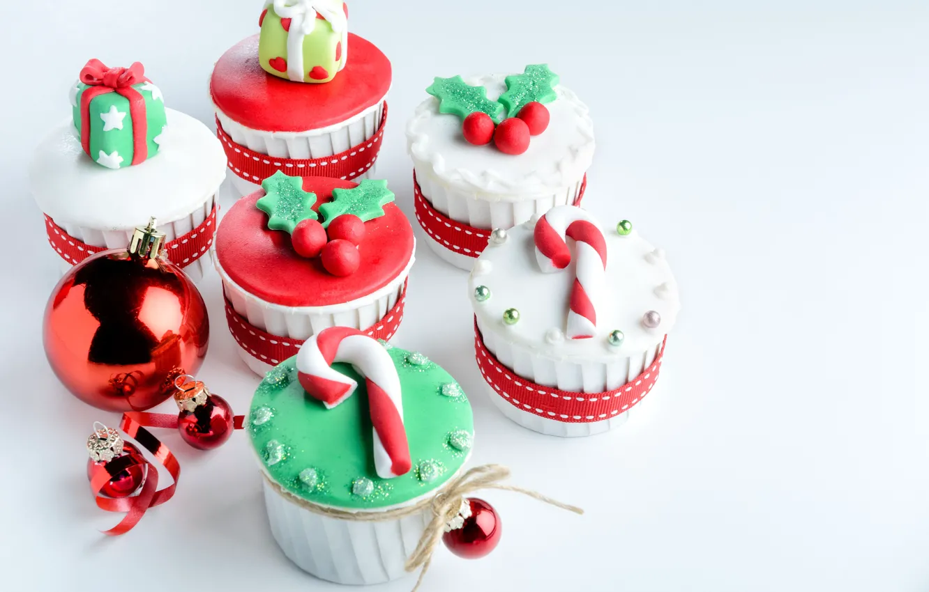 Фото обои игрушки, Новый Год, Рождество, Christmas, Merry Christmas, Xmas, cupcake, кексы