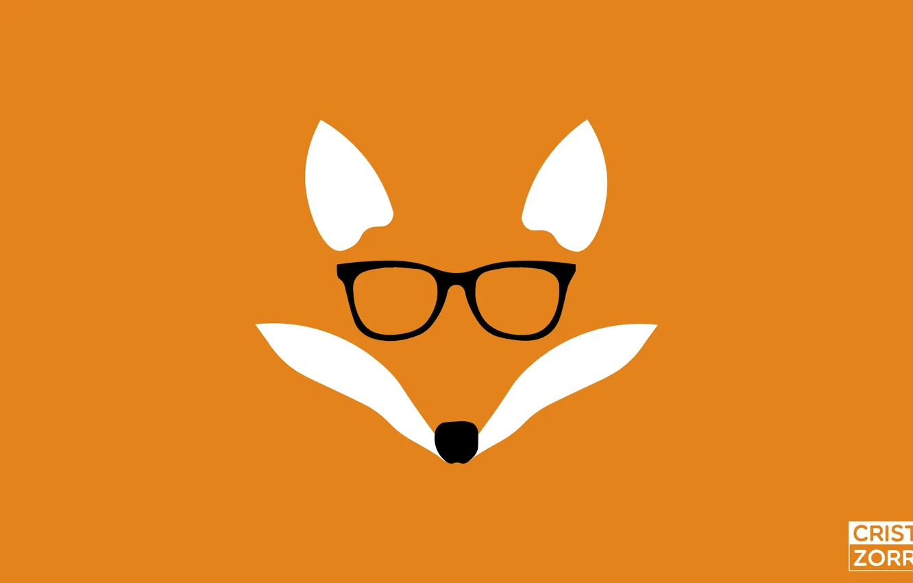 Фото обои Fox, fox, minimalism, design, awesome, orange, glasses, cool