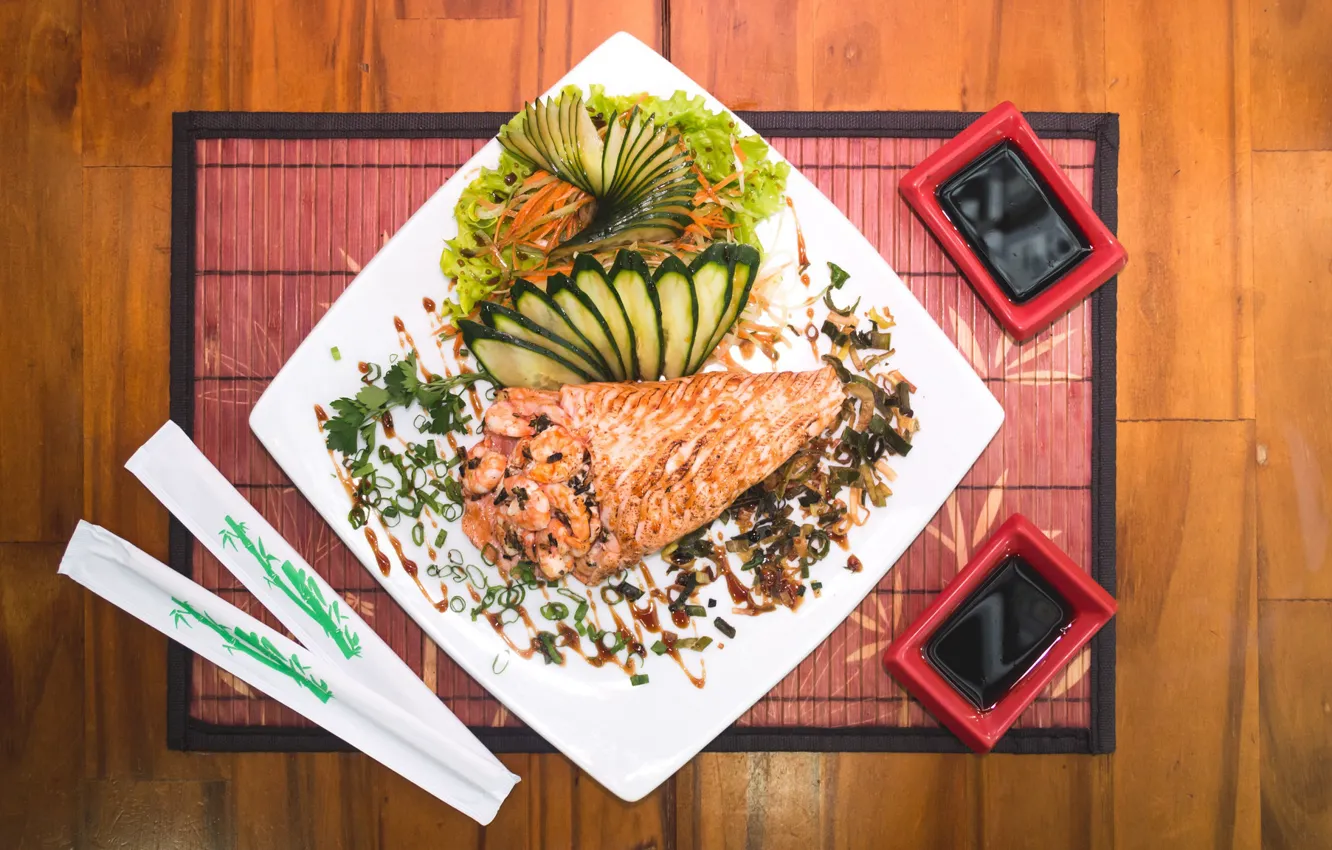 Фото обои food, sushi, chopsticks, sake