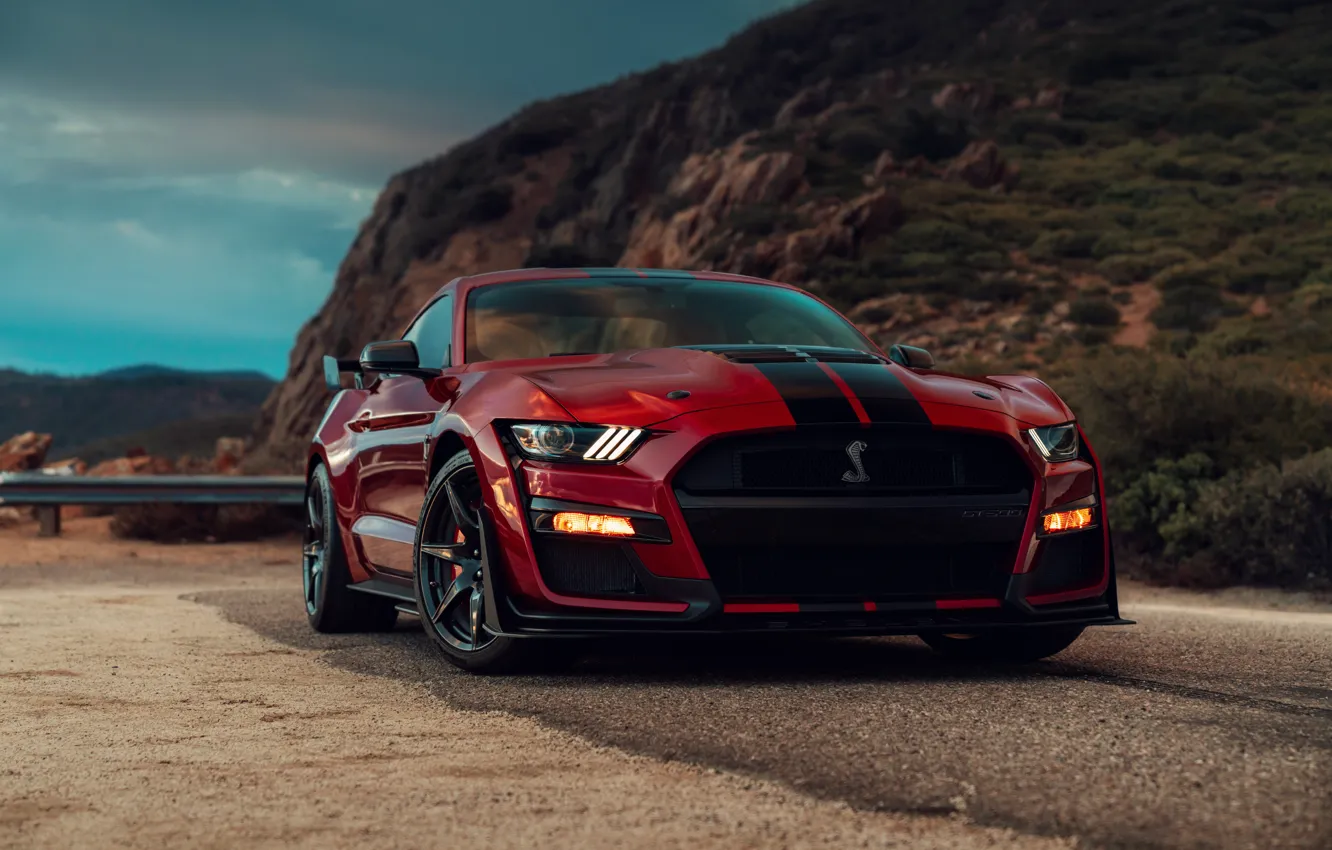 Фото обои пасмурно, Mustang, Ford, Shelby, GT500, кровавый, 2019