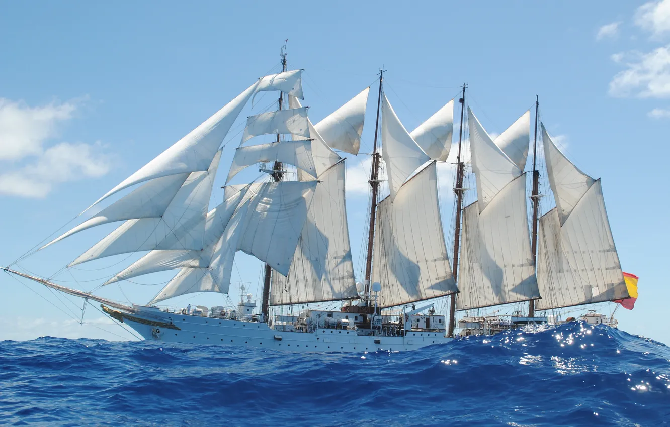 Фото обои море, корабль, учебный, Juan Sebastián Elcano, (A-71), бригантина