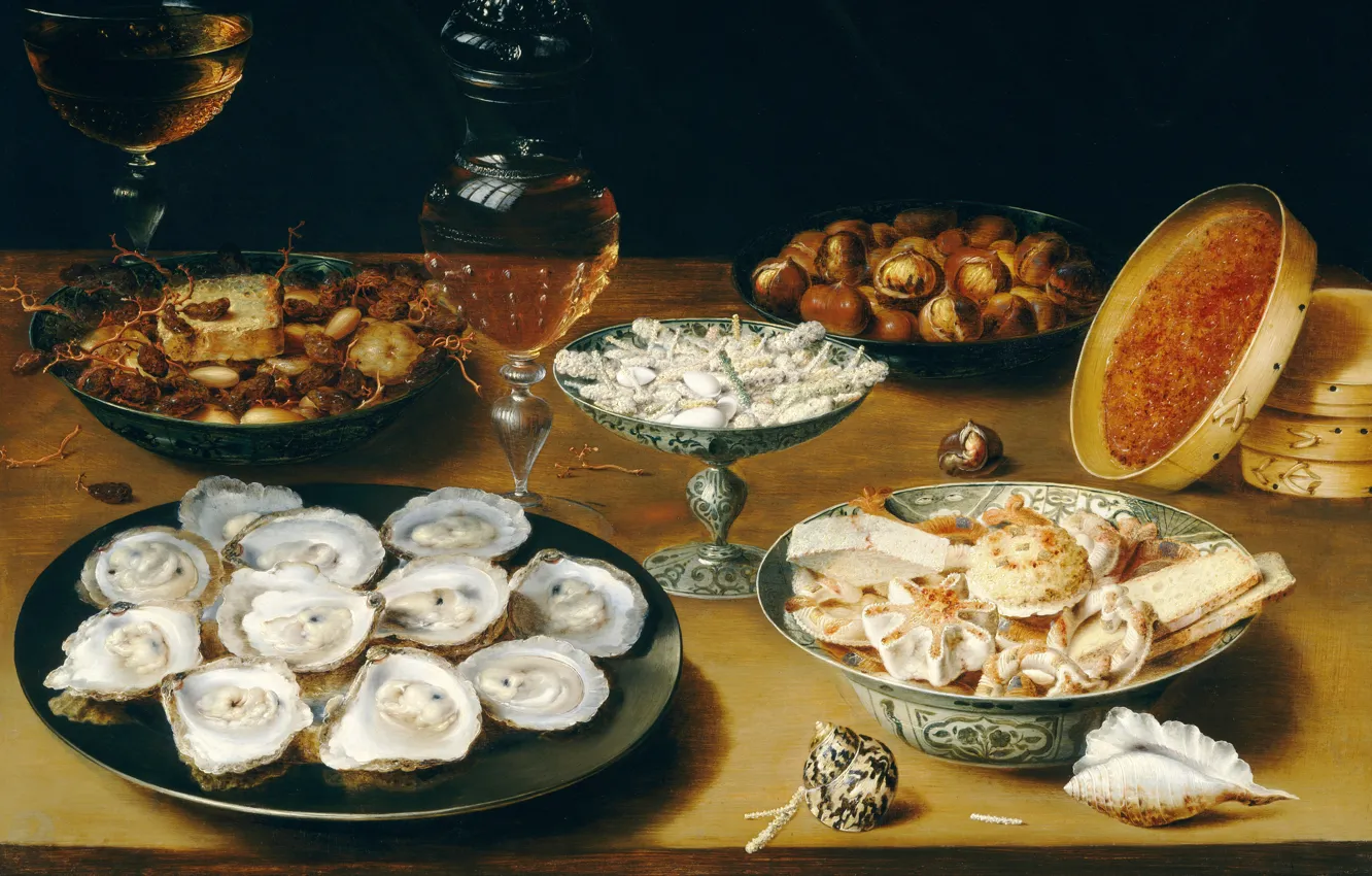 Фото обои Osias Beert, Still life with oysters, Осиас Берт Старший, фламандский живописец, Flemish painter, Osias Beert …
