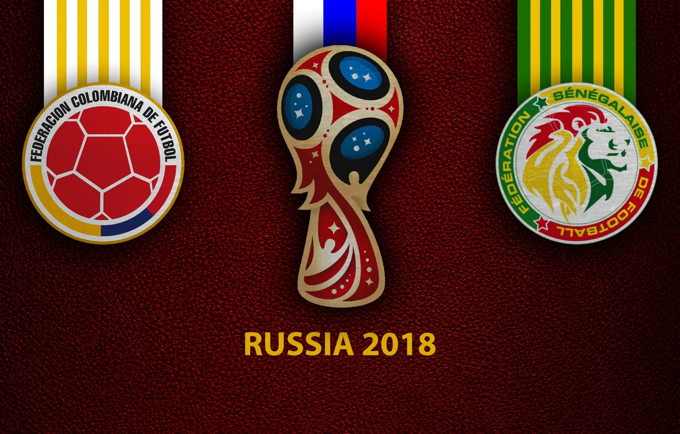 Фото обои wallpaper, sport, logo, football, FIFA World Cup, Russia 2018, Colombia vs Senegal