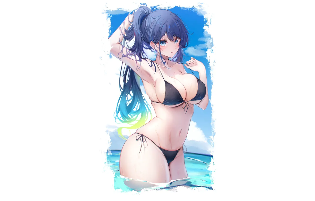 Фото обои kawaii, girl, hot, sexy, wet, pool, boobs, anime