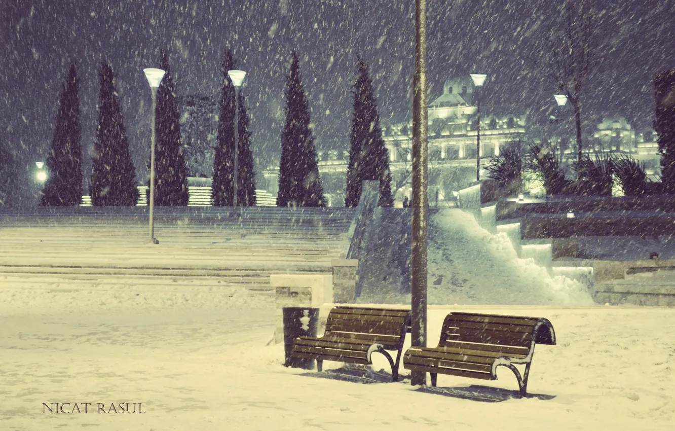 Фото обои city, winter, snow, Азербайджан, nice, capital, Azerbaijan, Baku
