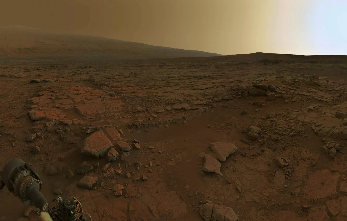 Фото обои Марс, марсоход, рассвет на Марсе