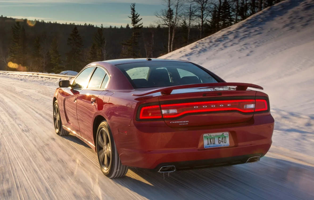 Фото обои car, Dodge, road, Charger, snow, speed, Sport, AWD