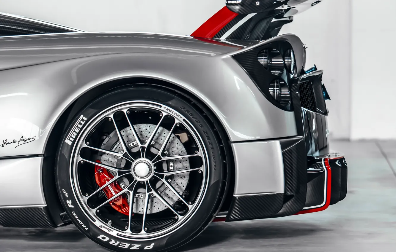Фото обои Pagani, close-up, wheel, Huayra, Pagani Huayra BC Roadster
