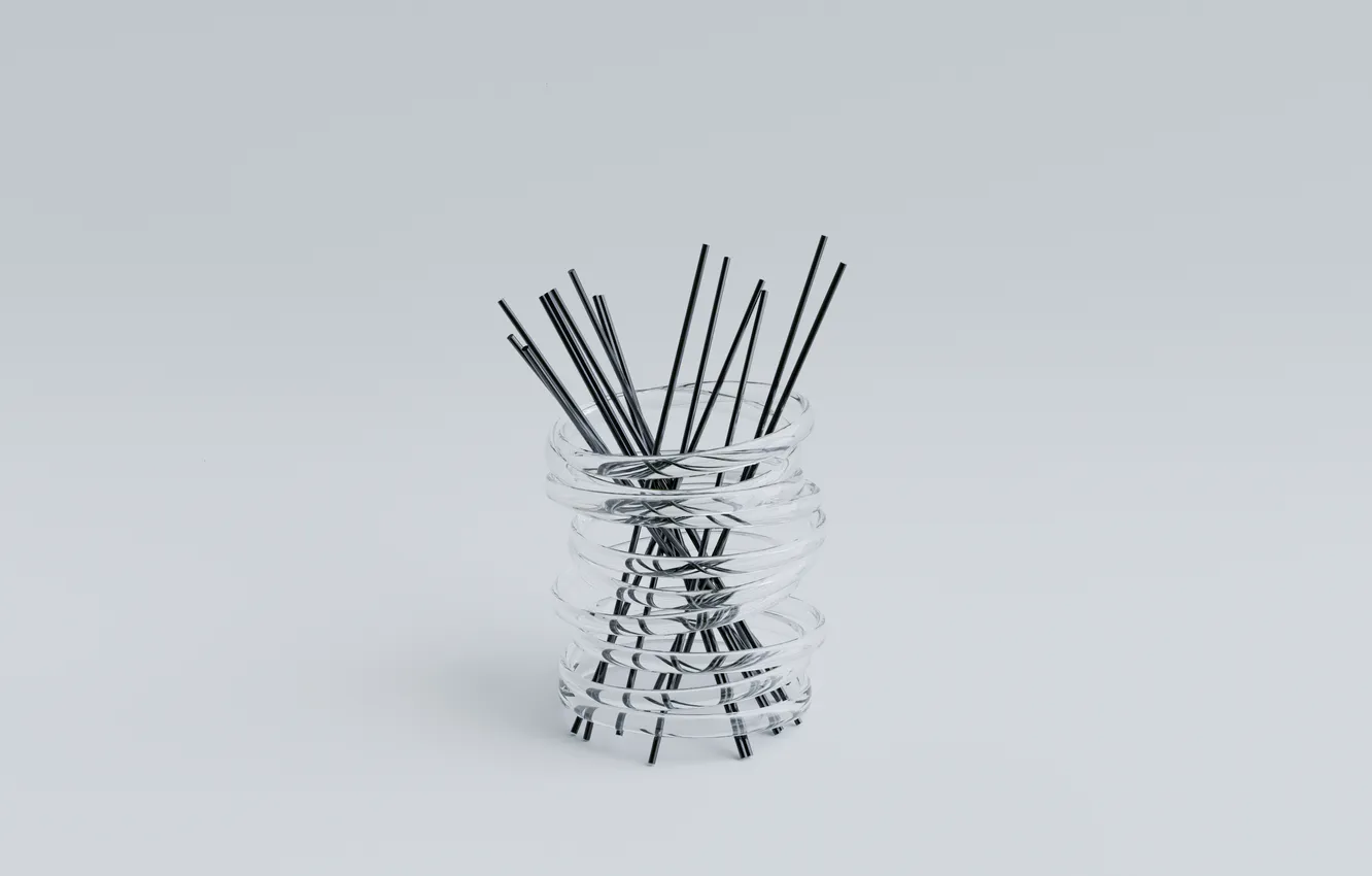 Фото обои glass, abstract 3D, cocktail straws