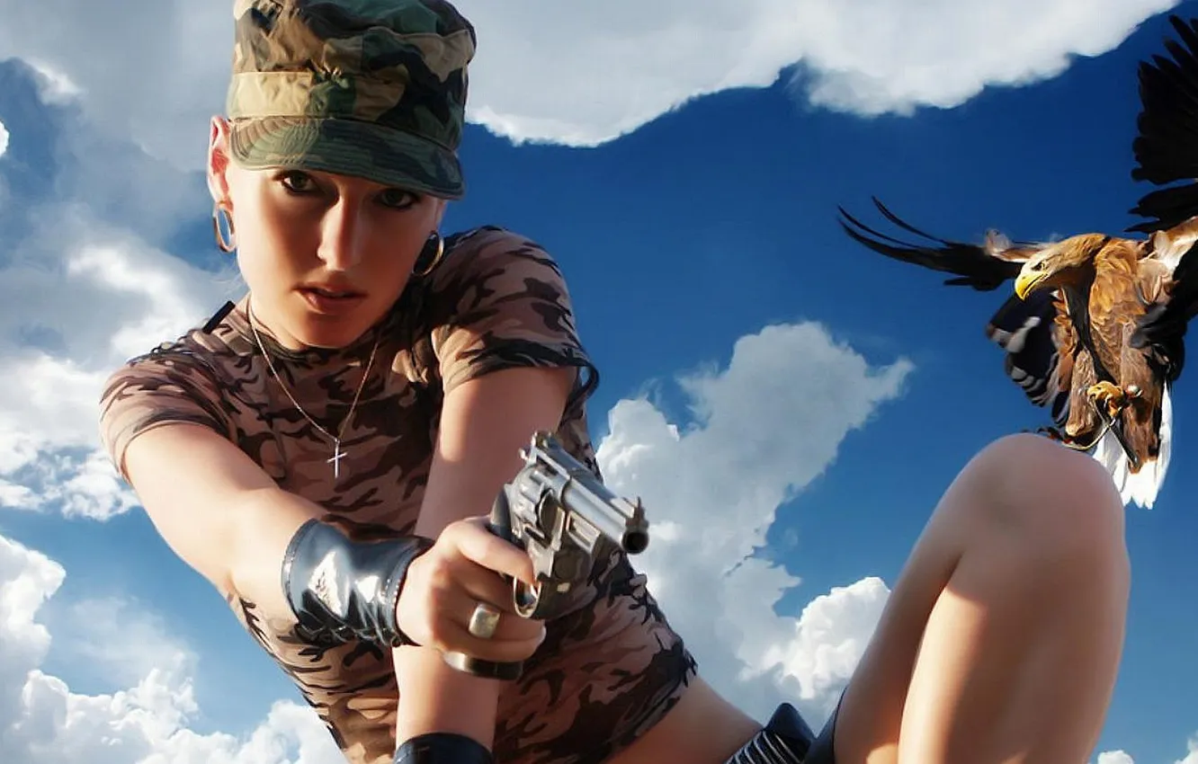 Фото обои guns, girls, background
