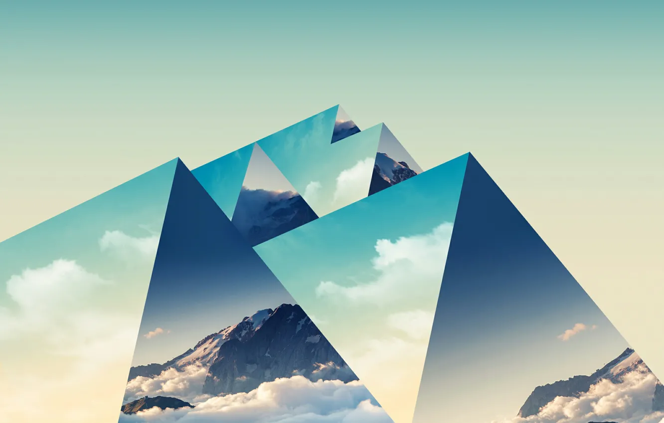 Фото обои горы, фон, треугольники