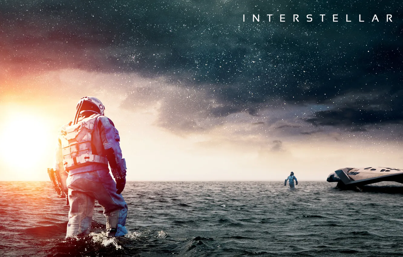 Фото обои небо, вода, океан, корабль, interstellar, интерстеллар