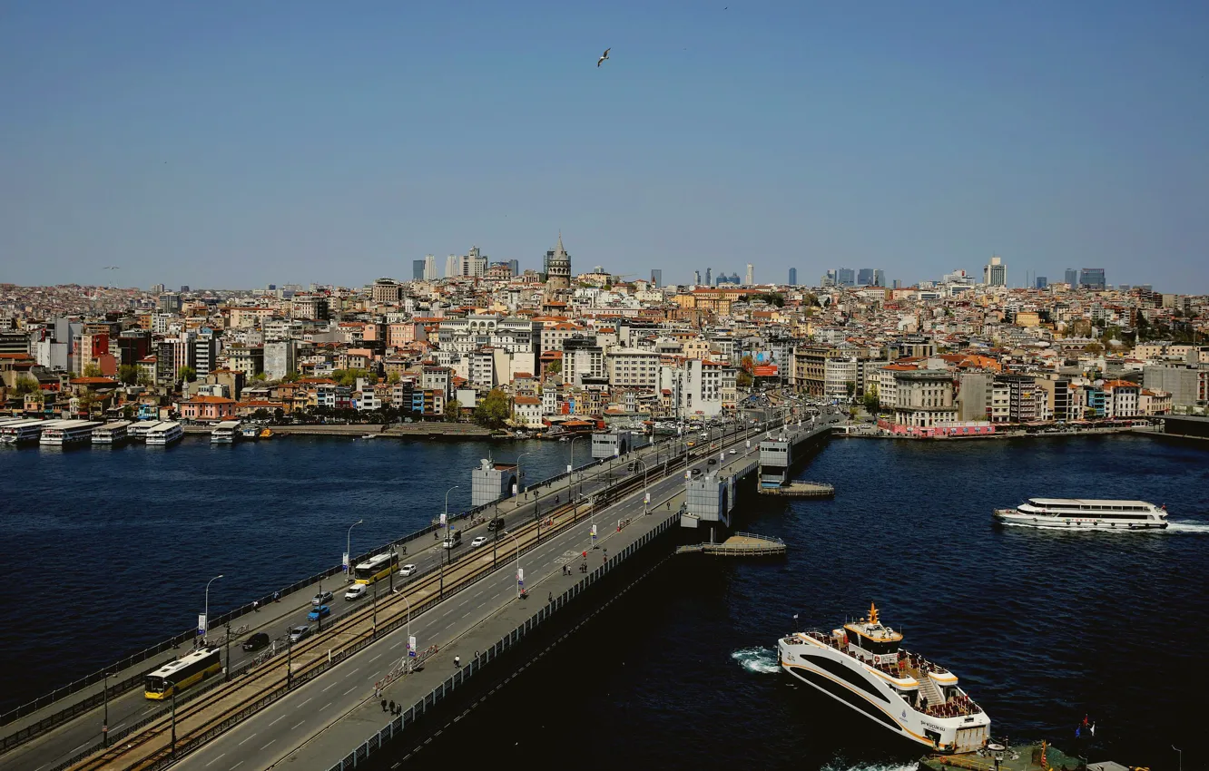 Фото обои city, turkey, istanbul, galata bridge