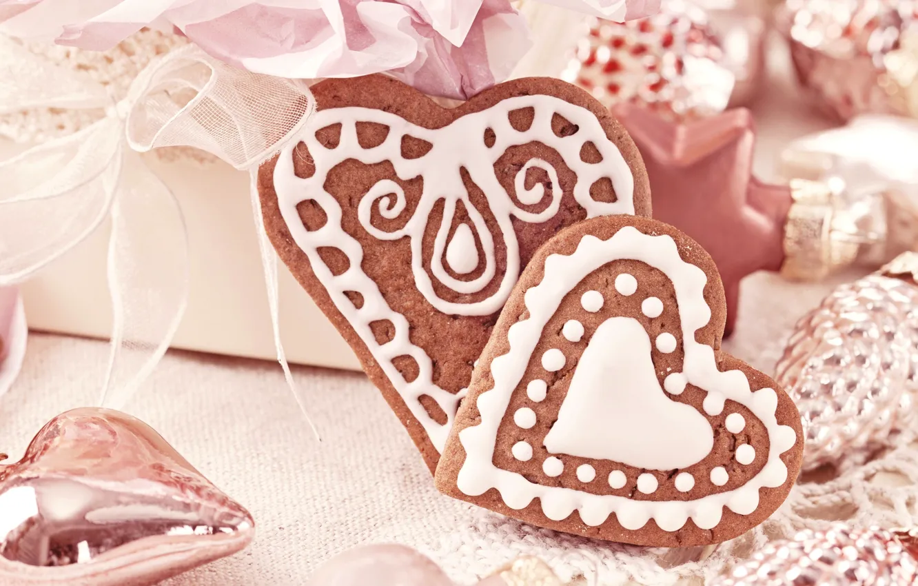 Фото обои сердце, еда, сердца, печенье, сердечки, сладости, Christmas, выпечка
