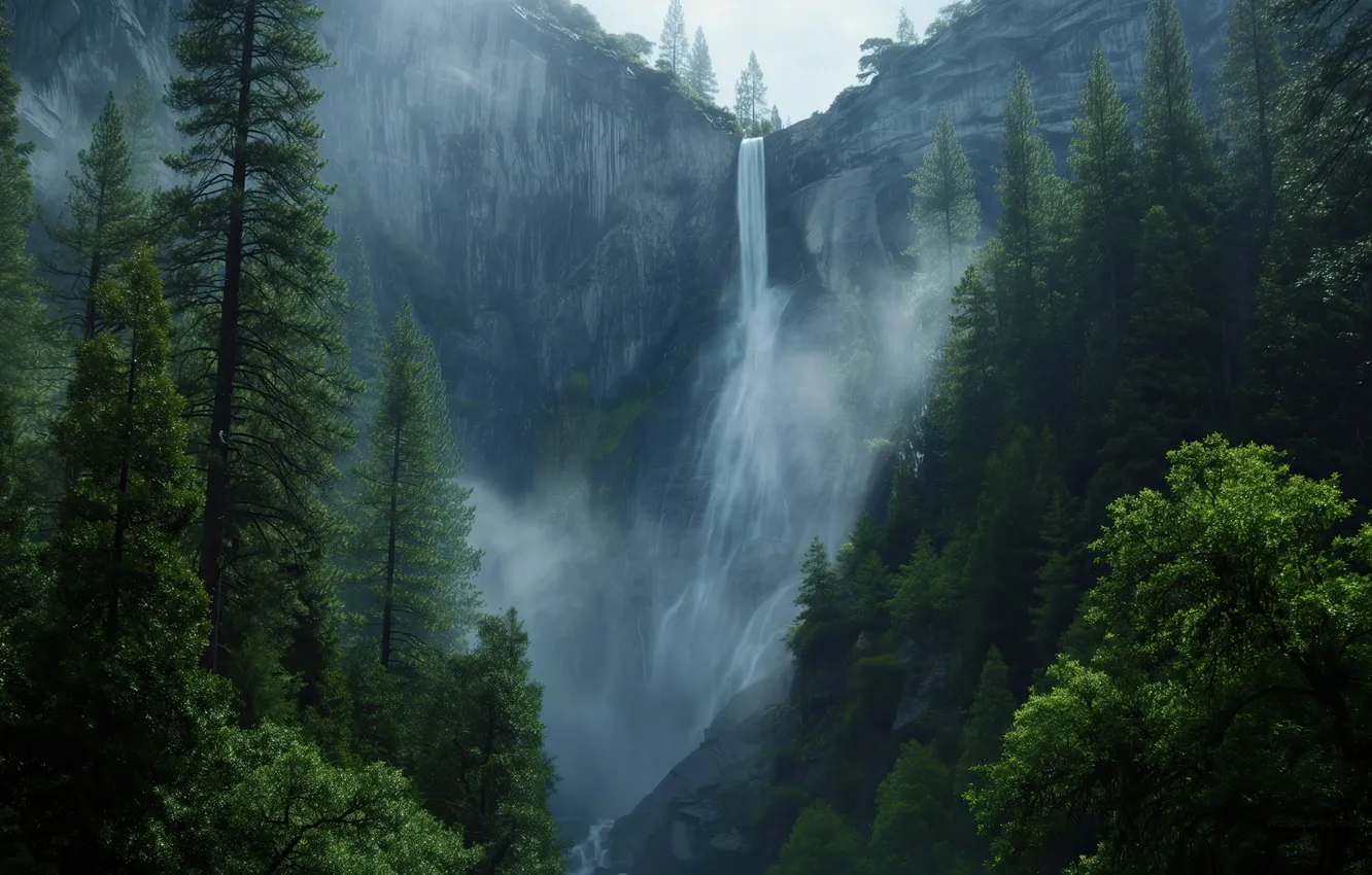 Фото обои Nature, Waterfall, Forest, National Park
