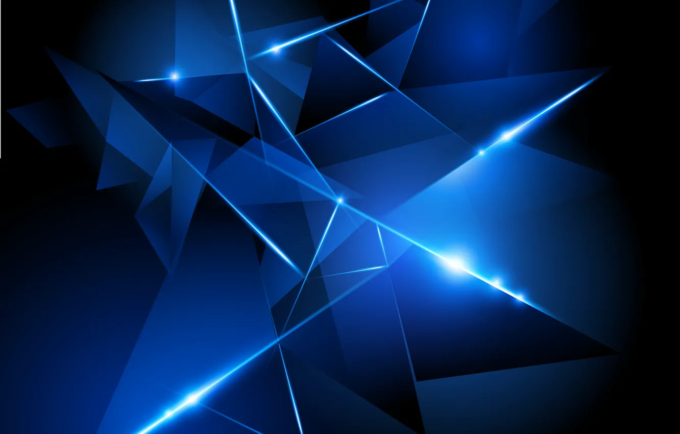 Фото обои Вектор, Синий, Чёрное, Абстракция, Свечение, Blue, Abstract, Glow