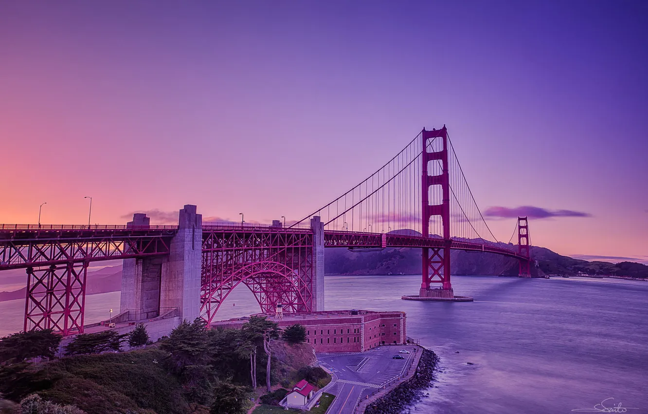 Фото обои мост, Калифорния, Сан-Франциско, Золотые Ворота, USA, США, Golden Gate Bridge, United States