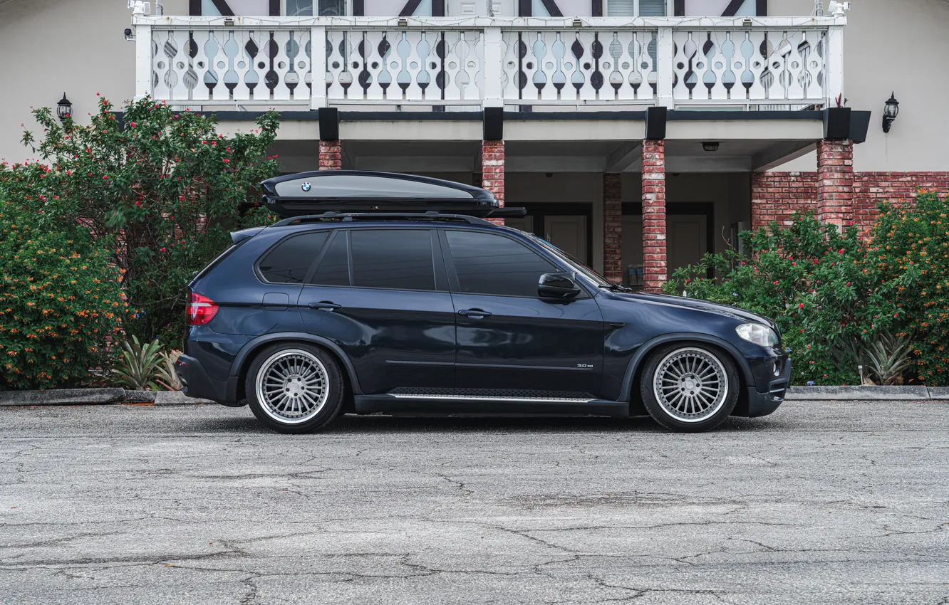 Фото обои BMW, Blue, Mountain, Side, BMW X5, E70, X5 E70