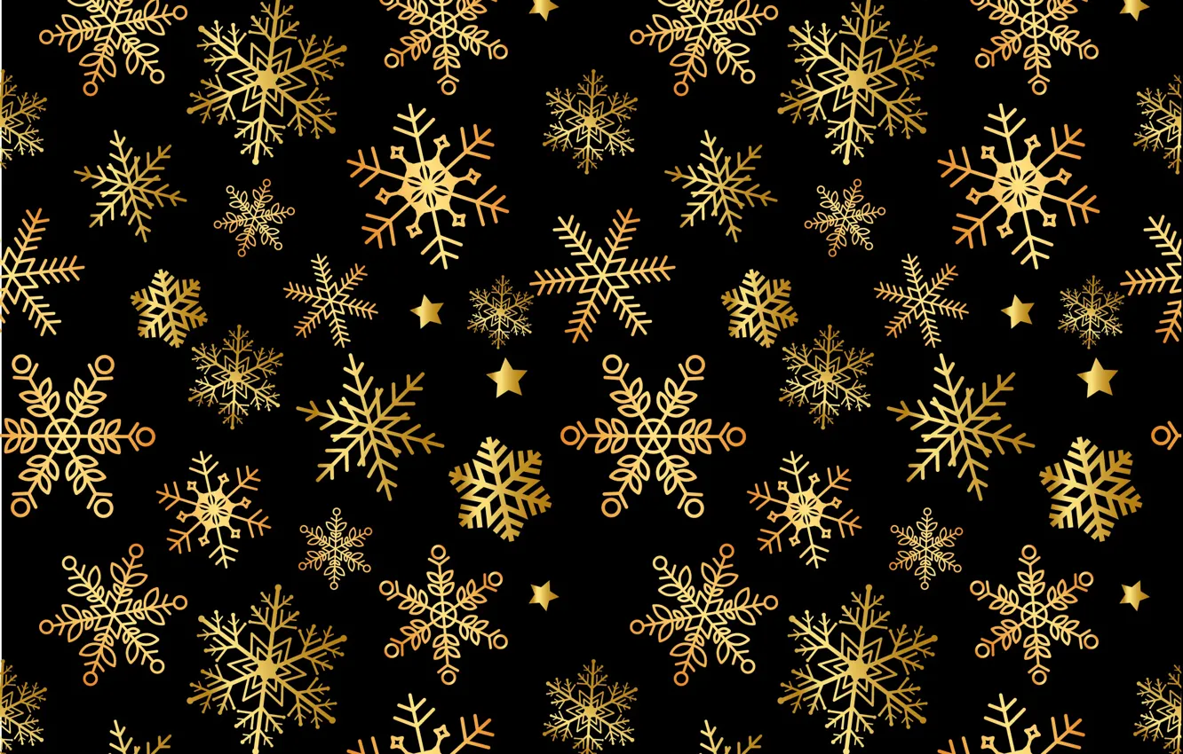 Фото обои снежинки, фон, золото, Рождество, Новый год, golden, christmas, winter