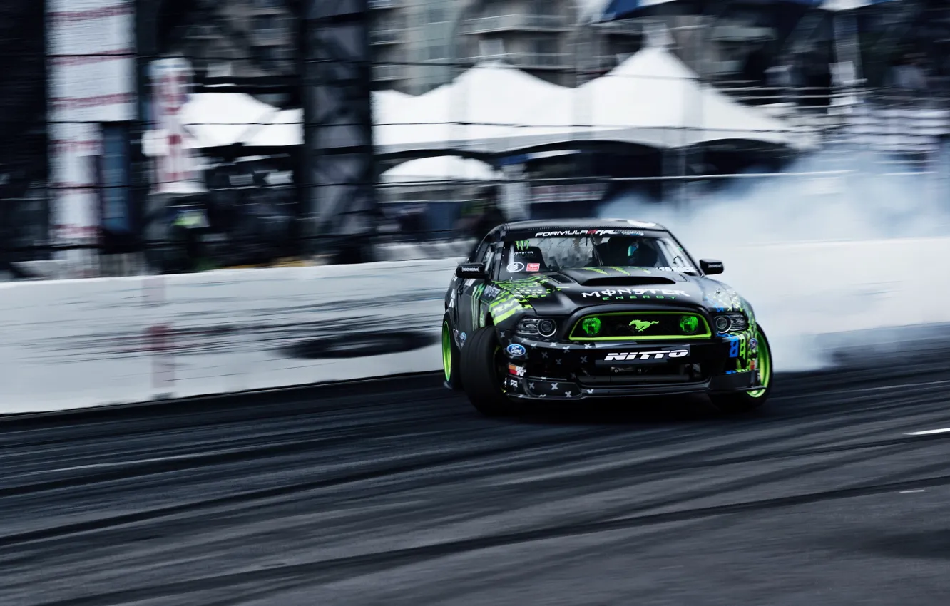 Фото обои занос, дрифт, ford mustang, Long Beach, Formula Drift