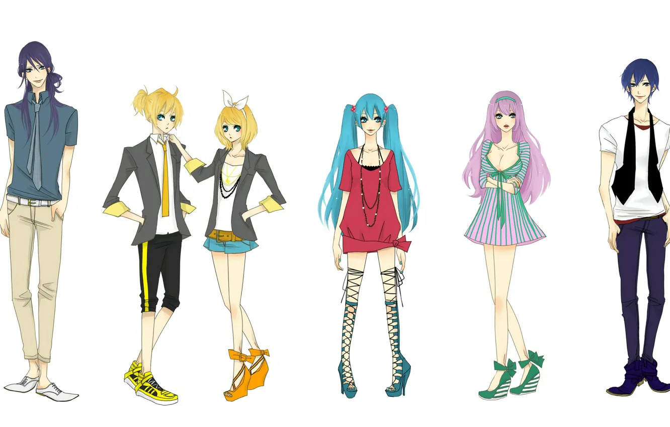 Фото обои стиль, аниме, арт, Vocaloid, Вокалоид, персонажи