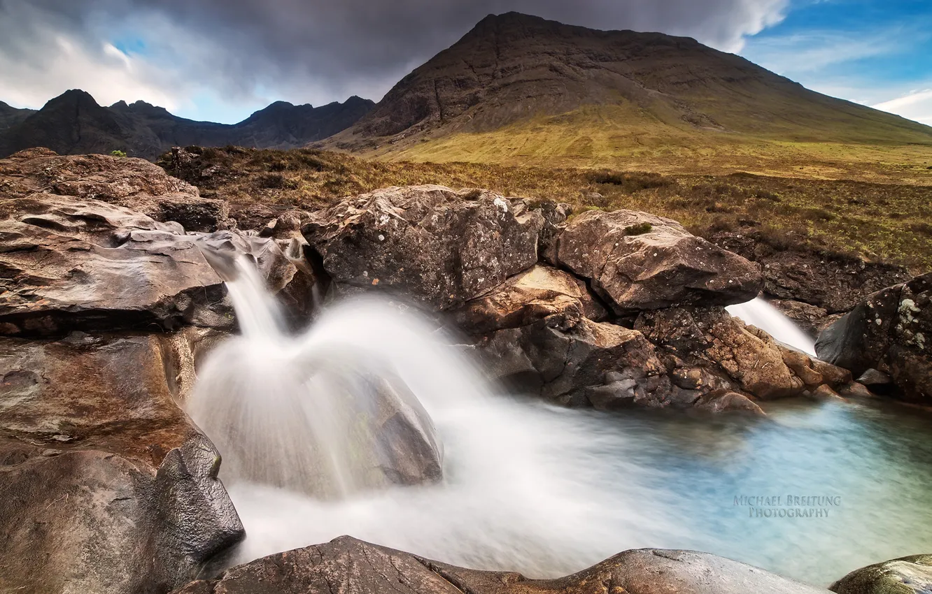 Фото обои водопад, Шотландия, Michael Breitung, остров Скай
