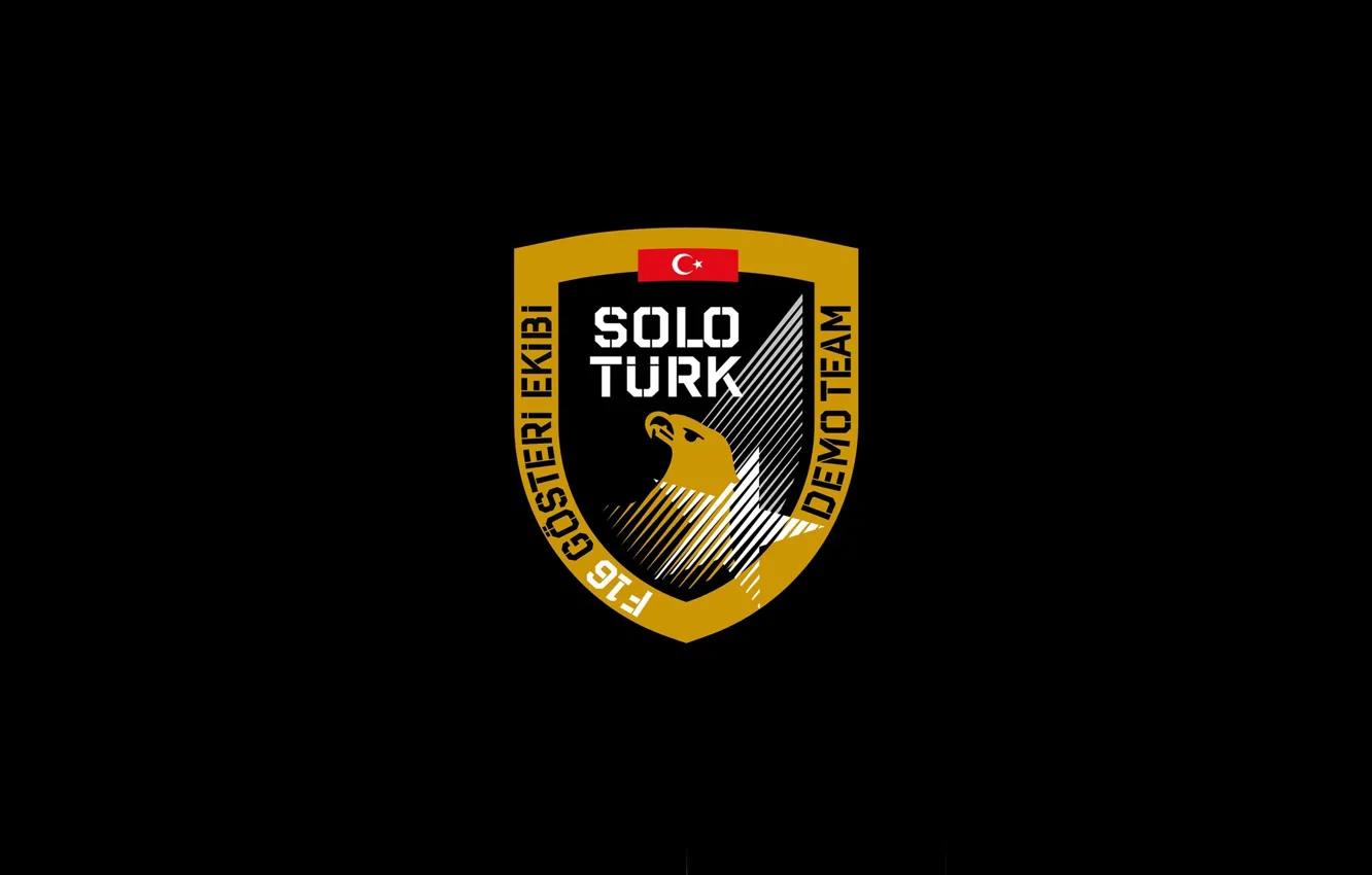 Фото обои logo, f-16, turkey, demo team, solotürk