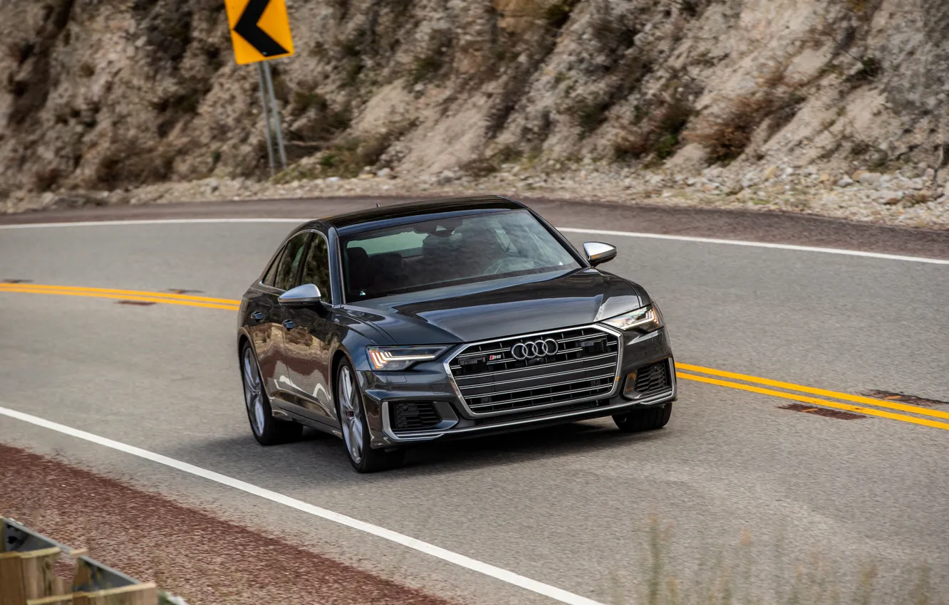 Фото обои Audi, седан, на дороге, Audi A6, 2020, Audi S6, US-version
