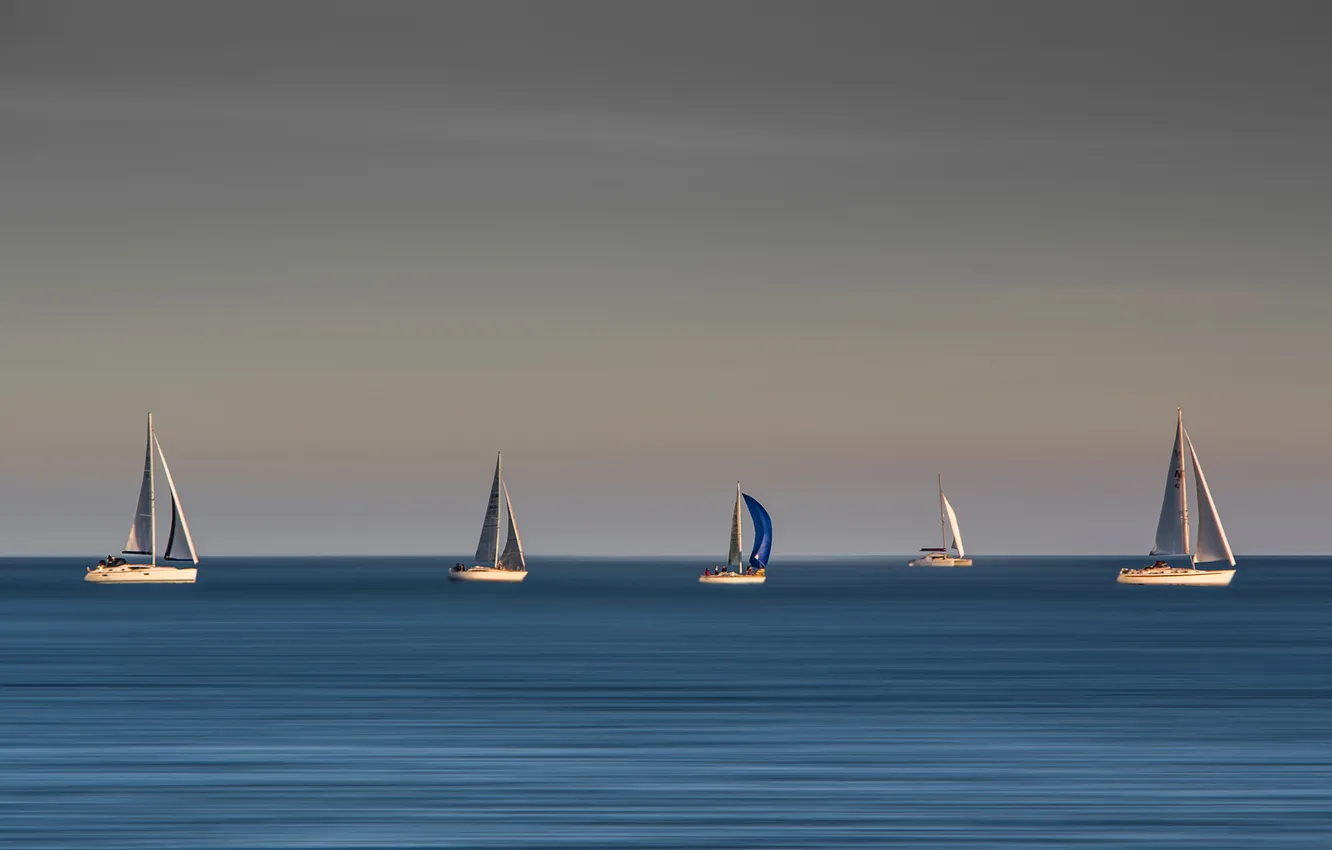 Фото обои море, небо, лодка, яхта, парус