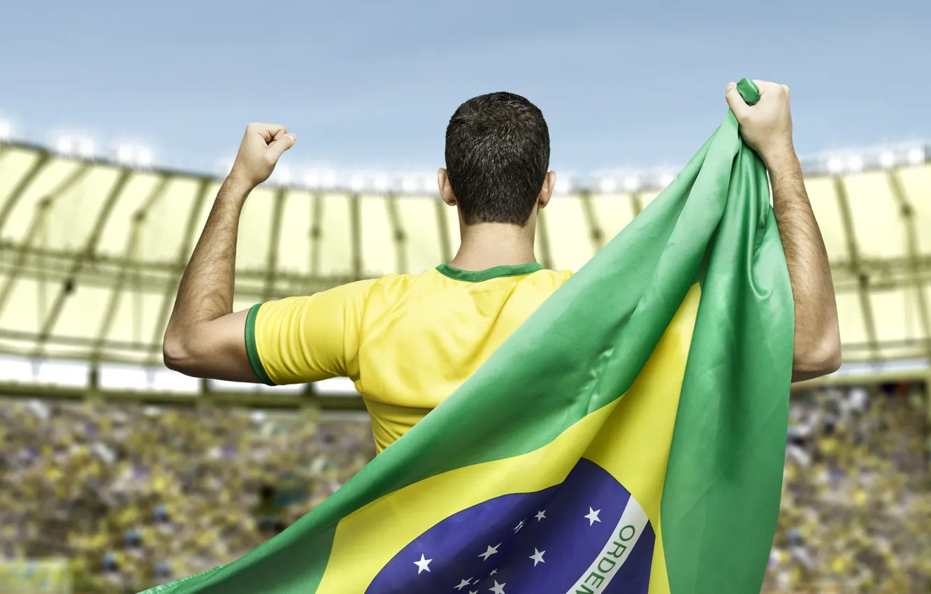 Фото обои футболка, Бразилия, football, flag, кубок мира, World Cup, Brasil, FIFA