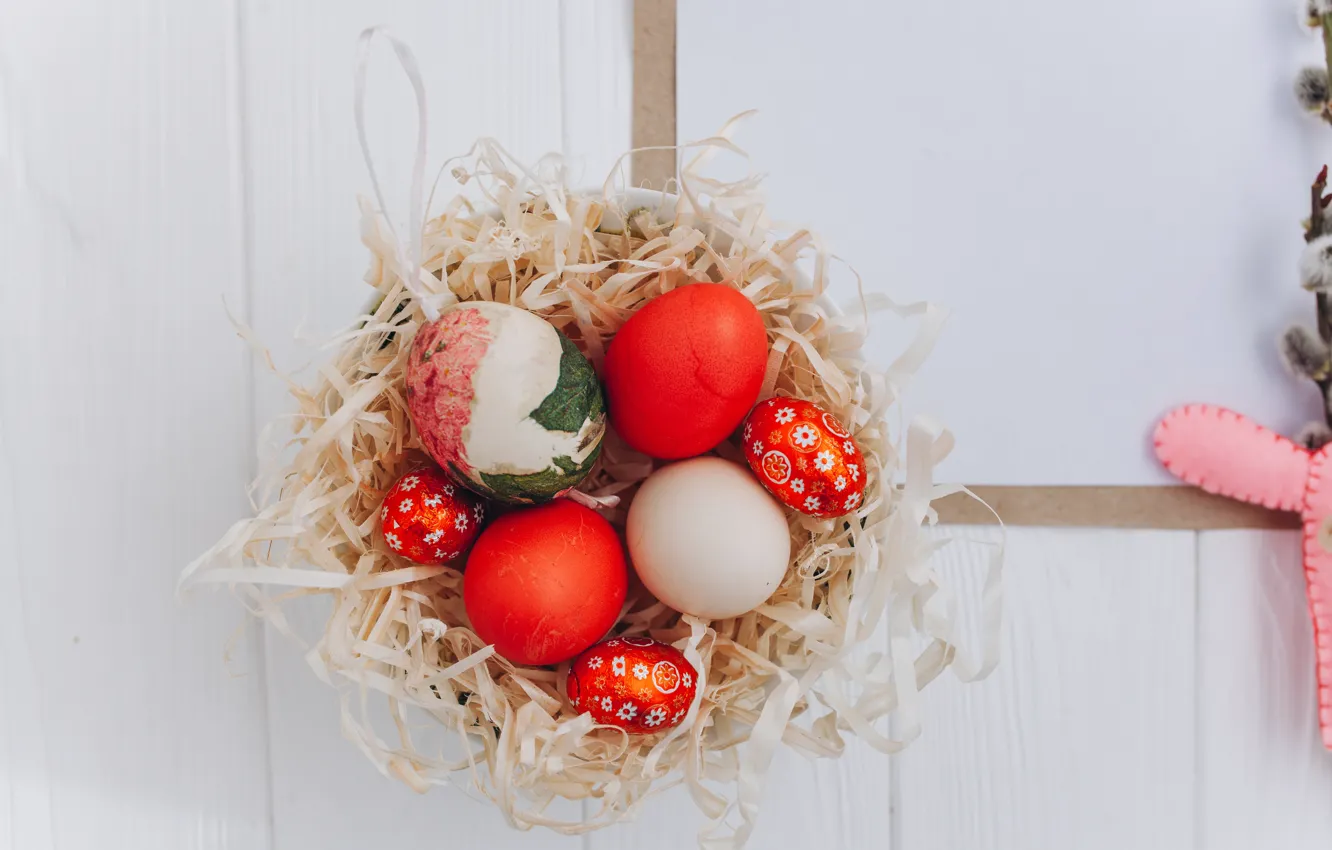 Фото обои яйца, весна, пасха, гнездо, Праздник