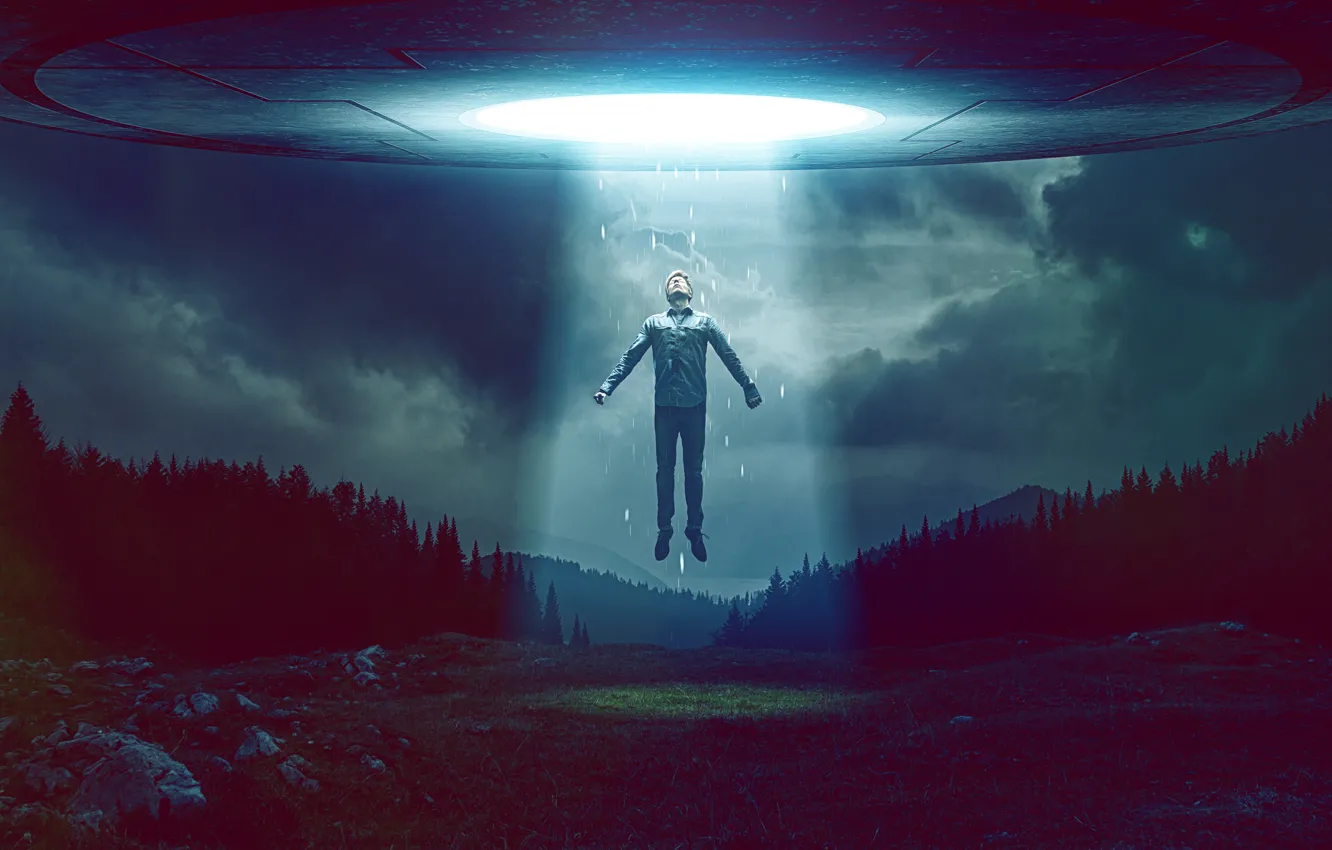 Фото обои небо, свет, человек, НЛО, ufo, light, незнакомец, sky