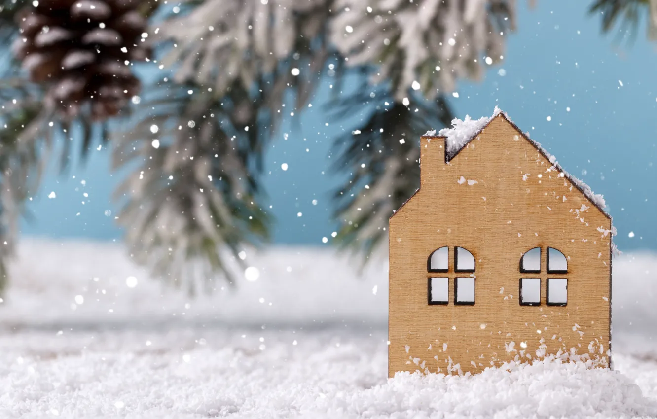 Фото обои зима, снег, украшения, Новый Год, Рождество, Christmas, winter, snow