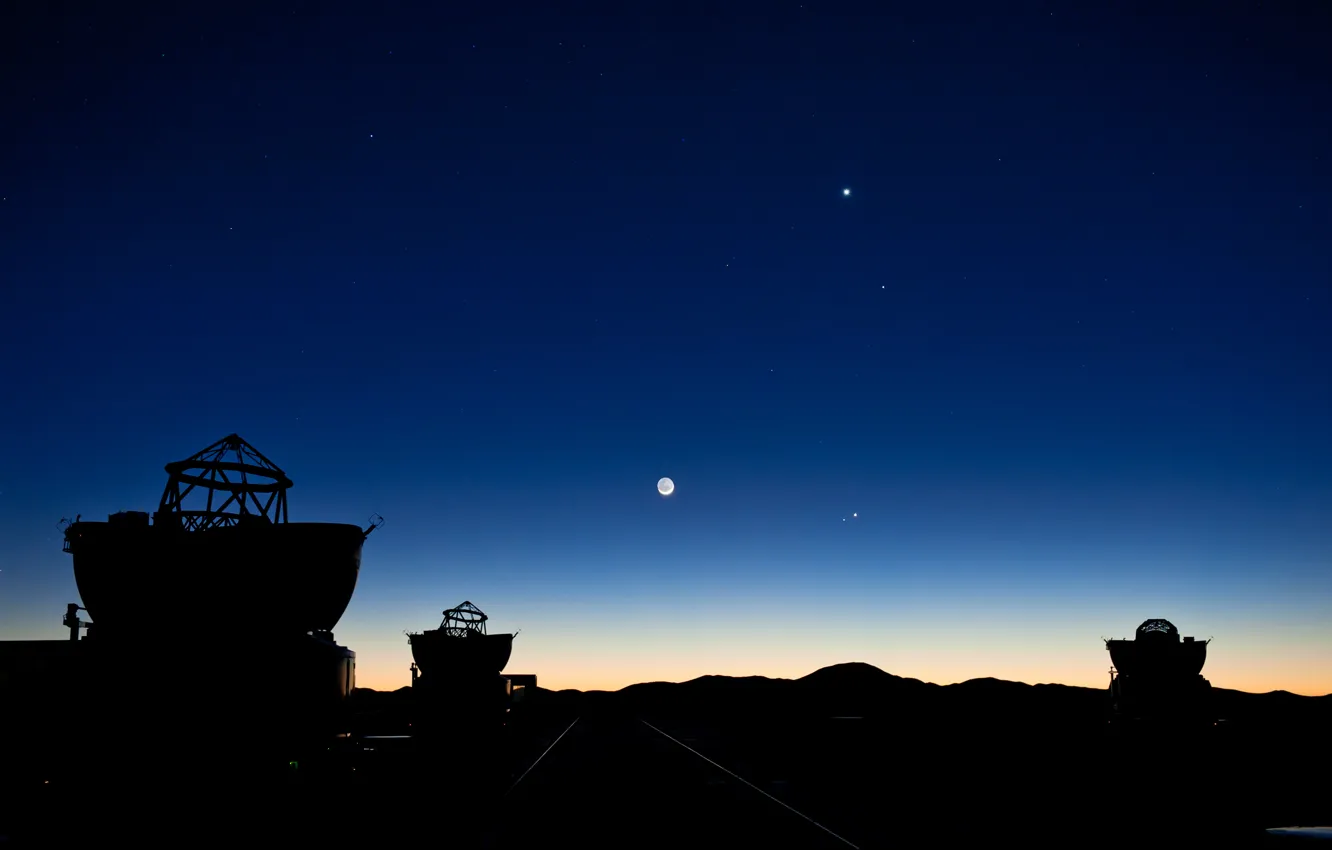 Фото обои Луна, Марс, Юпитер, телескопы