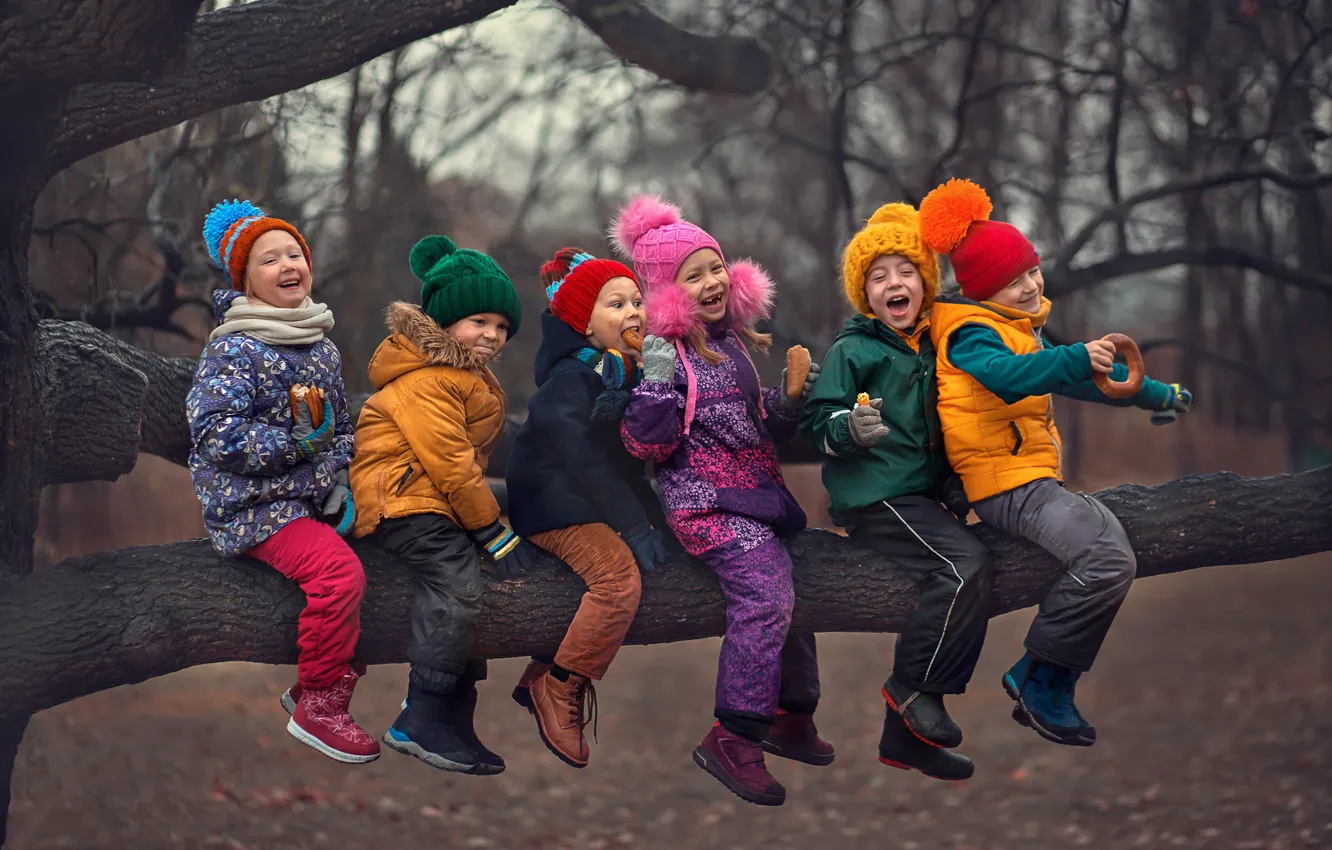 Фото обои осень, деревья, радость, природа, дети, Марианна Смолина