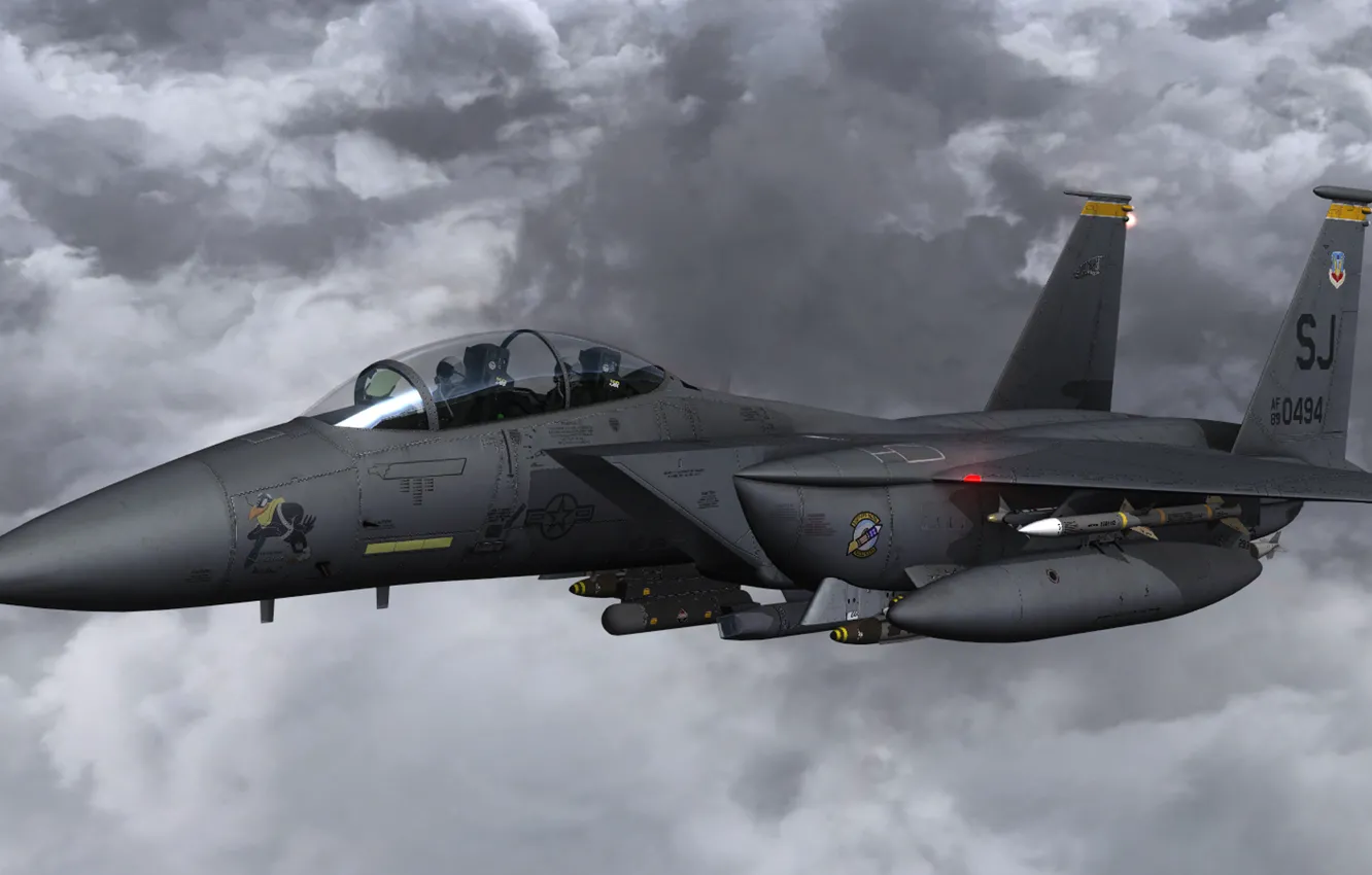Фото обои Douglas, McDonnell, F-15E, Strike Eagle, американский двухместный истребитель-бомбардировщик
