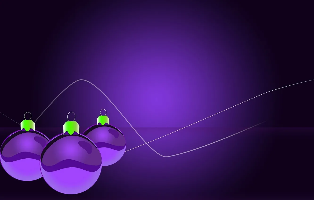 Фото обои шарики, новый год, векторная графика, фиолетовый цвет