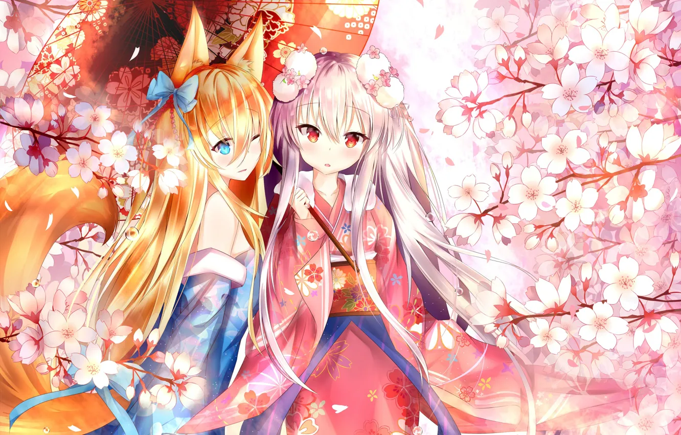 Фото обои цветы, девочки, зонт, аниме, Girls Frontline
