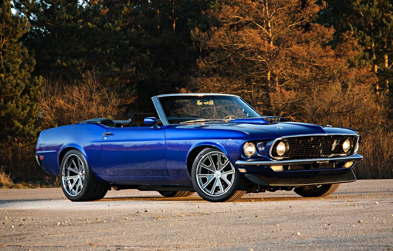 Фото обои Mustang, Ford, Ford Mustang, Blue, Convertible, Muscle classic