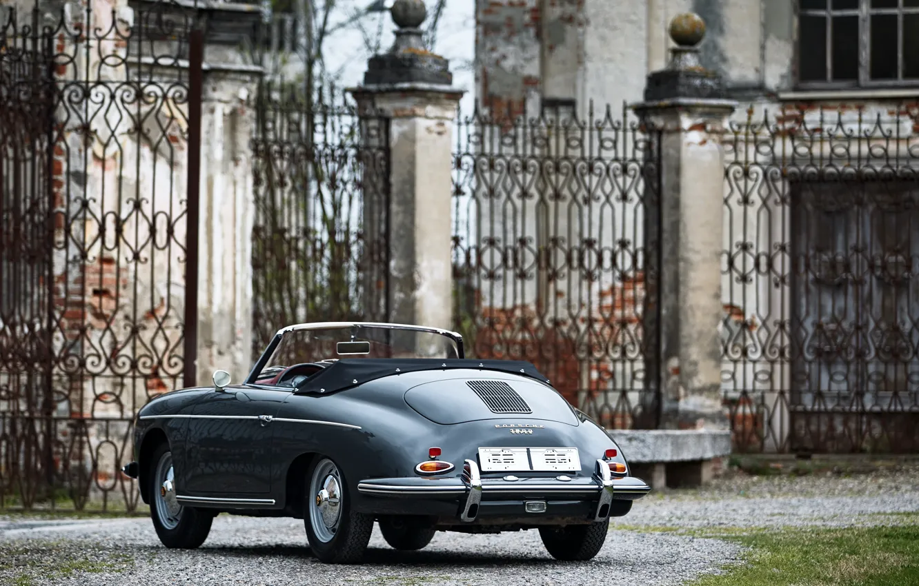 Фото обои Porsche, 356, 1961, rear view, Porsche 356B 1600 Super Roadster