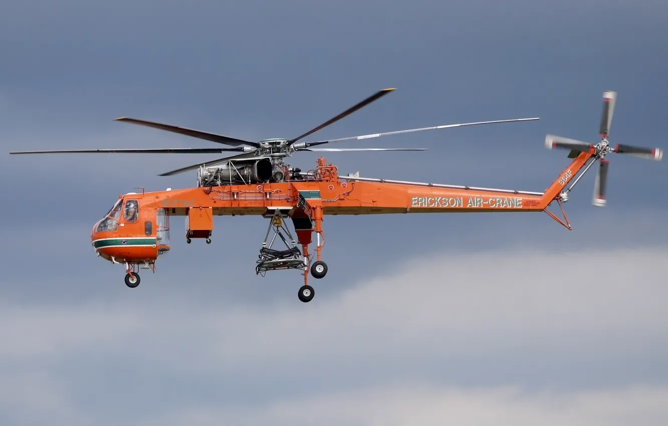 Фото обои небо, кран, большой, вертолет, воздушный, грузоподъемности, Sikorsky S-64, Erickson Air-Crane