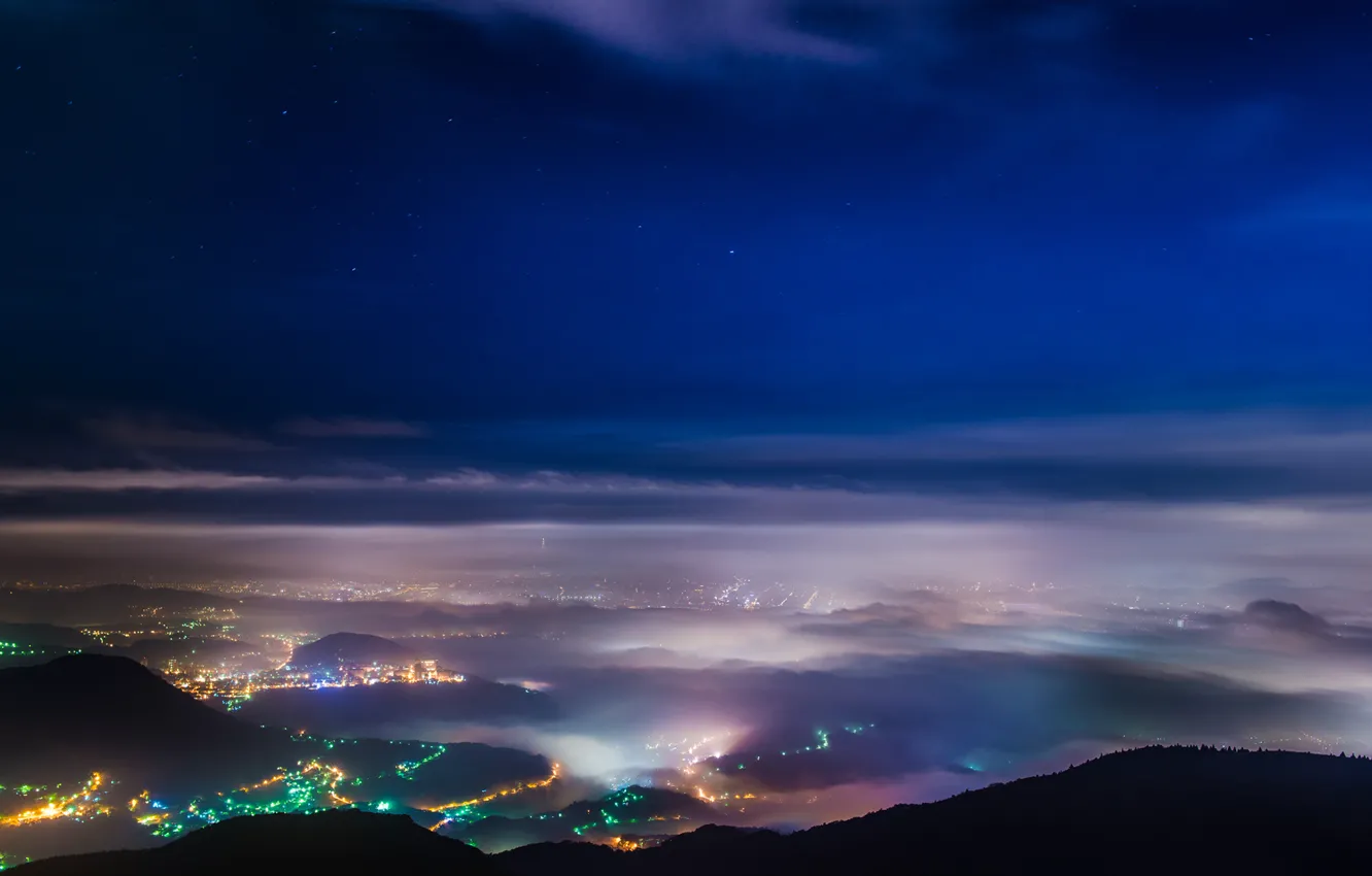 Фото обои огни, туман, Taiwan