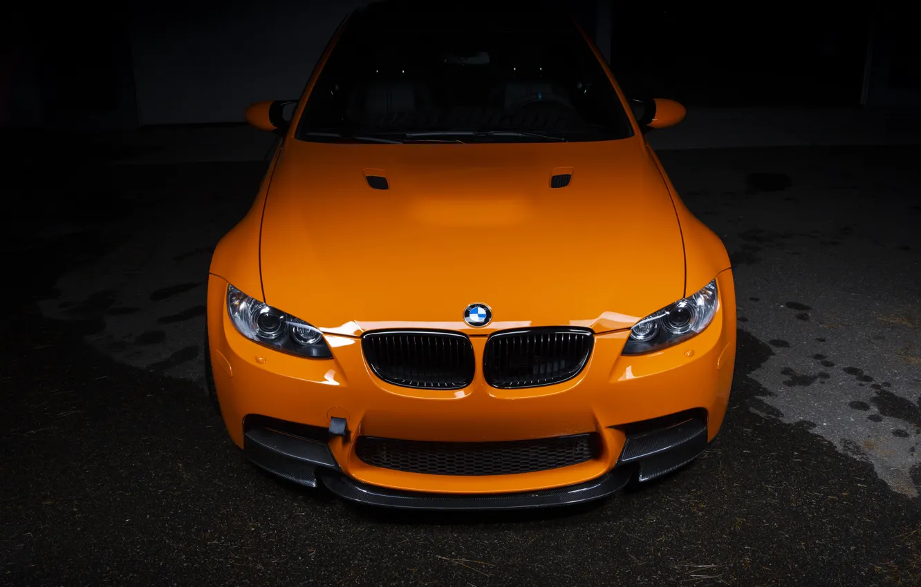 Фото обои BMW, Orange, Front, E90, Face, Sight