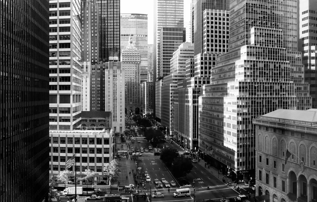 Фото обои city, USA, United States, New York, NYC, New York City, monochrome, street