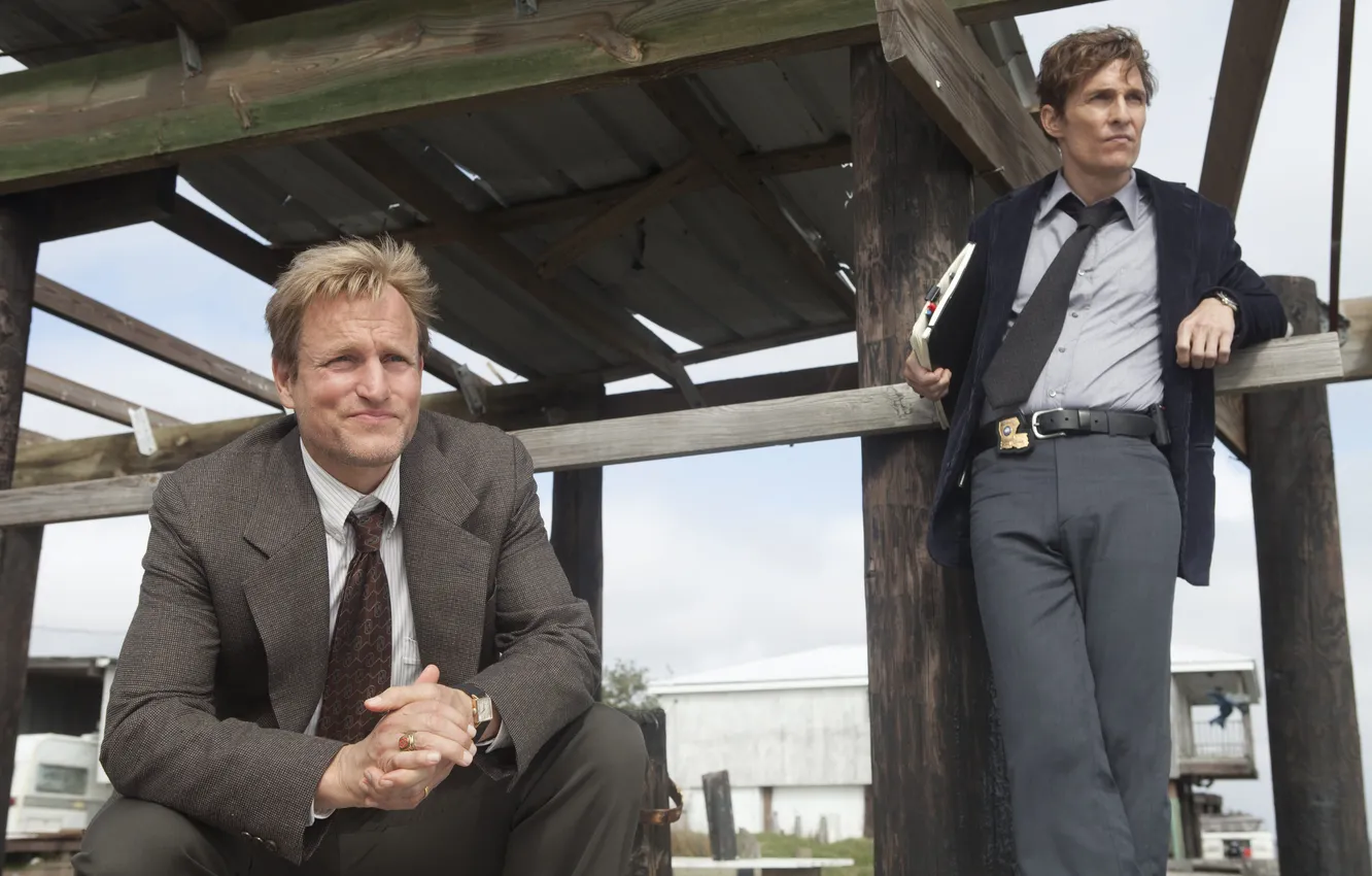 Фото обои сериал, Woody Harrelson, Matthew McConaughey, настоящий детектив, true detective
