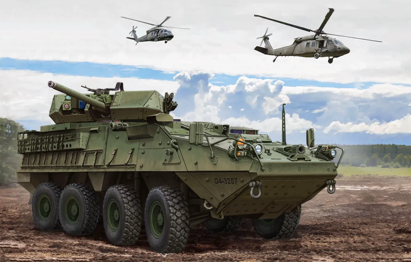 Фото обои США, US Army, боевая машина пехоты, БМП, IFV, M1296 Stryker Dragoon