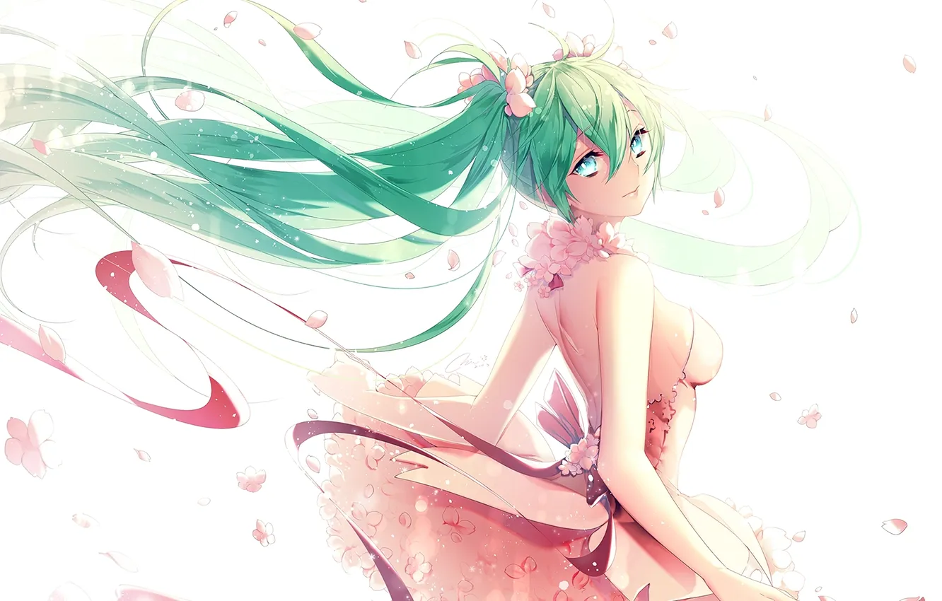 Фото обои девушка, аниме, арт, vocaloid, hatsune miku, upscale, mirunai