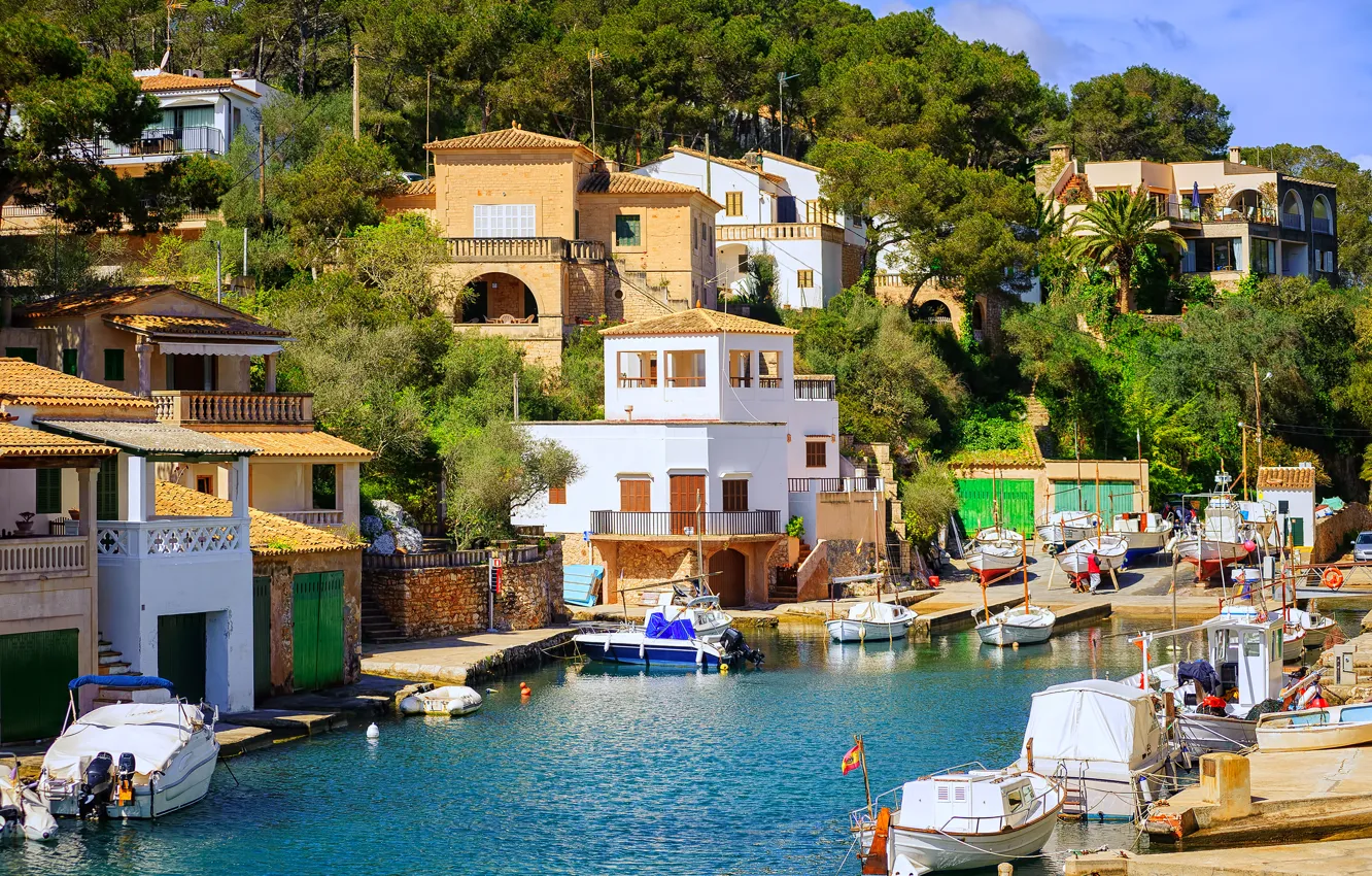 Фото обои море, лодка, катер, отель, курорт, Испания, Spain, Mallorca