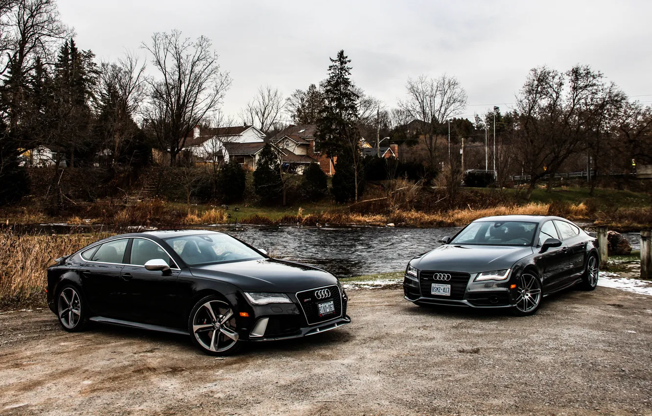 Фото обои природа, Audi, две, black, RS7