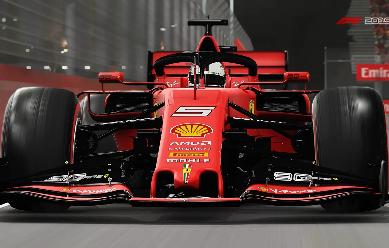 Фото обои трасса, гоночный автомобиль, Ferrari SF90, F1 2019